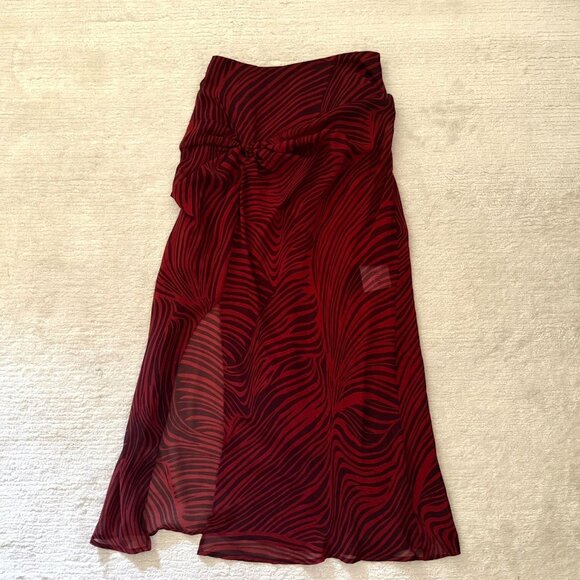 The Fifth Label Region Skirt Size 4 Red Zebra Print Hi Low Twist Front Midi NWT - Picture 10 of 13